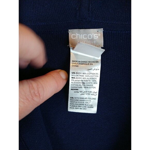 Chico's Zenergy Longline Hooded Jacket Reversible Blue Women’s Small Cardigan - Picture 4 of 11